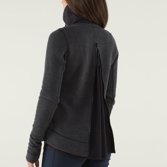 Lululemon En Route Heathered Black Zip Up High Collar Jacket Size 6 - Picture 2 of 11